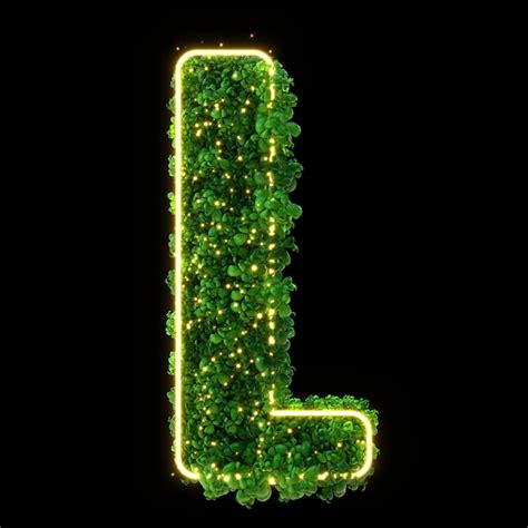 Lettre De L Alphabet D L Plante Verte Feuilles De N On Brillant Herbe