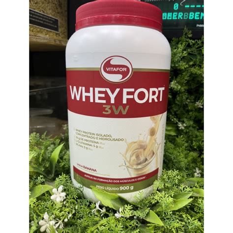 Whey Fort 900g 3w Isolado Concentrado E Hidrolisado Sabor Banana