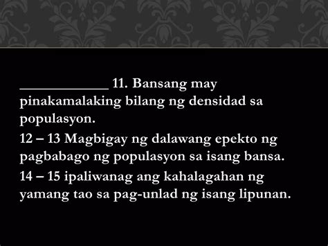 Yamang Tao Populasyon At Mga Indikasyon Sa Pag Unlad Ppt Free