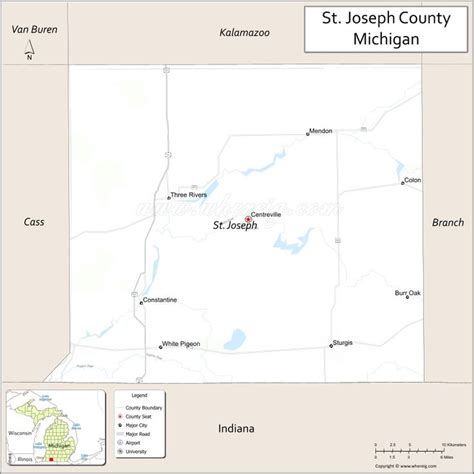 Map Of St Joseph County Michigan Showing Cities Highways And Important