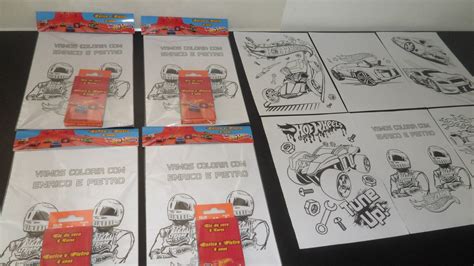 Kit De Desenhos Para Colorir Giz De Cera Hot Wheels Elo