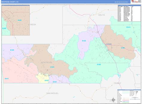 Montrose County, CO Wall Map Color Cast Style by MarketMAPS - MapSales.com