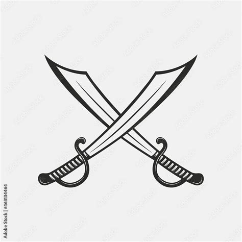 Vintage Saber Icon Pirates Crossed Swords Isolated On White Background