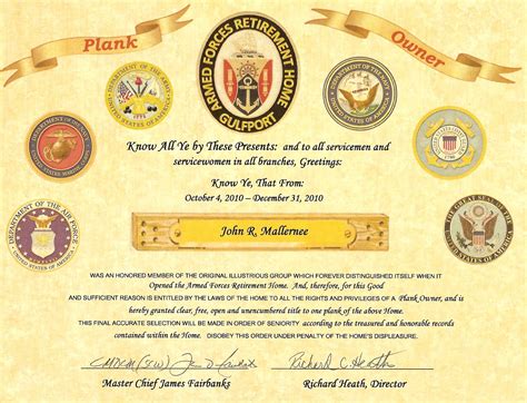 Our Eternal Struggle Plank Owner Certificate