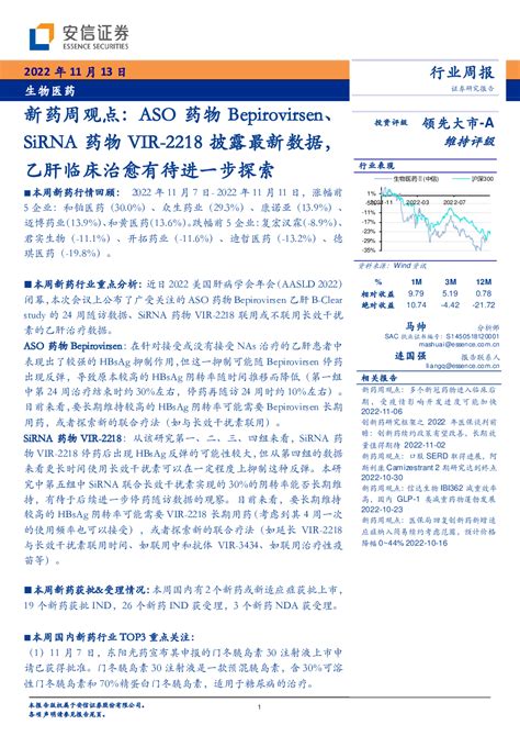 医药生物 2022 11 13 马帅 安信证券 九