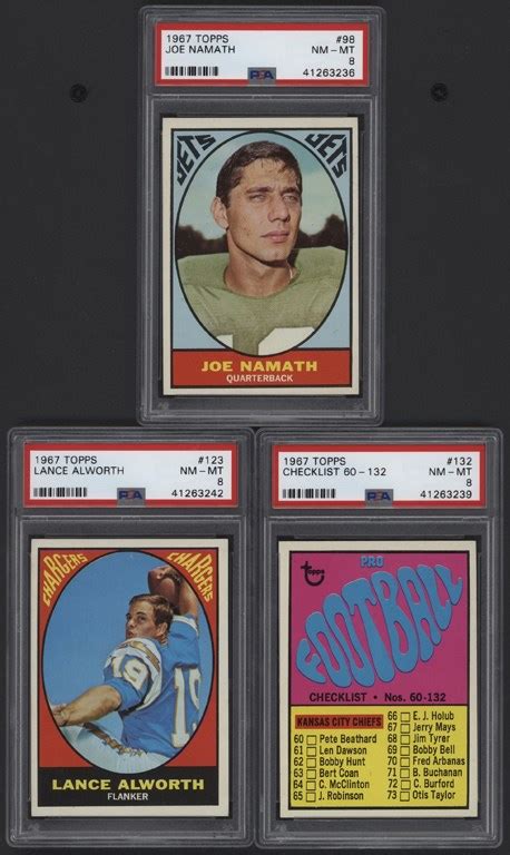 1967 Topps Football PSA 8 Lot Including Joe Namath 3