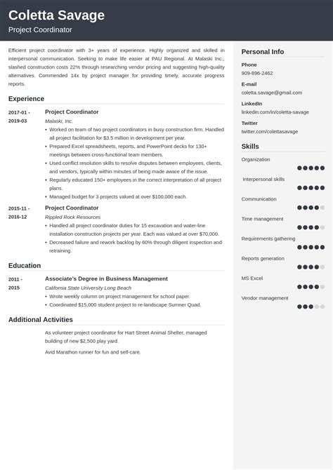 Project Coordinator Resume Sample (Examples + Skills)