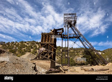 Taylor Headframe At The Kelly Mine Ghost Town In Socorro County New