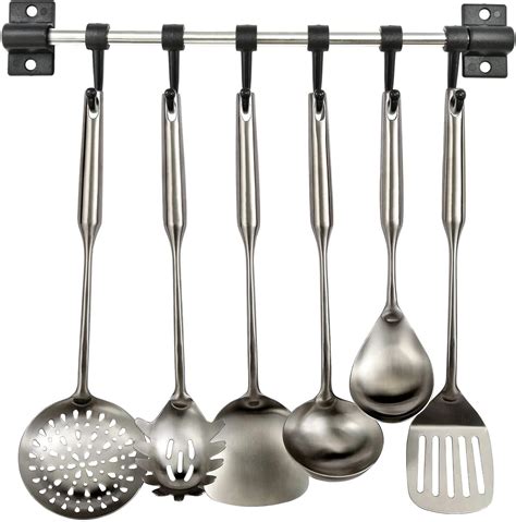 Kitchen Utensil Holder Rack Storage Rail Wall Mounted Tool Hanger With ...