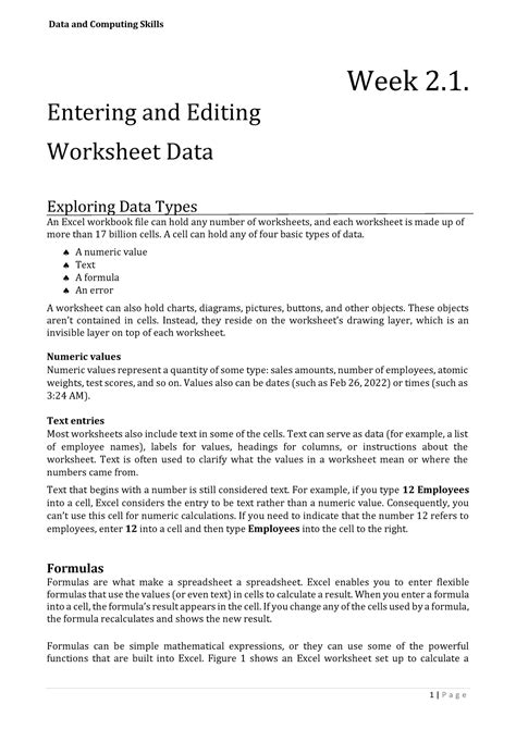 Week 2 1 Entering And Editing Worksheet Data Reading Week 2 1 Entering And Editing Worksheet