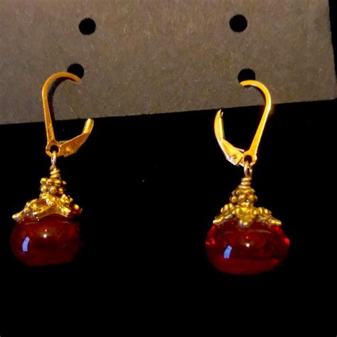 Jewelry Vintage Ruby Colored Glass Bauble Earrings Poshmark