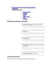 Métodos de evaluación y preguntas del examen primer parcial de Course