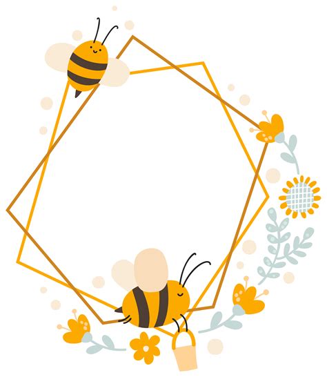 Bee Pictures With Hexagonal Frame