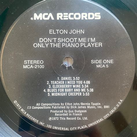 Elton John Dont Shoot Me Im Only The Piano Player Classic 1972 Vinyl