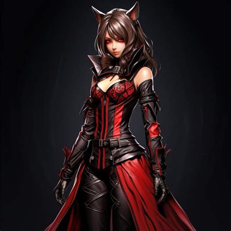 Premium AI Image A Female Vampire With A Red Dress And Black Gloves