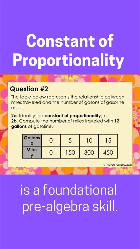 Constant Of Proportionality From A Table In 2022 7th Grade Math Pre Algebra Math Resources