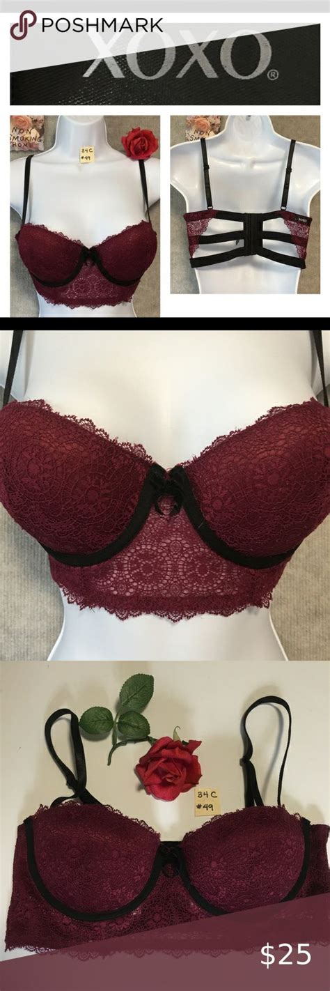 34c Xoxo Sexy Burgundy Wine Lace Back Out Bra Nwot 34c Sexy Burgundy Wine And Black All Over Lace