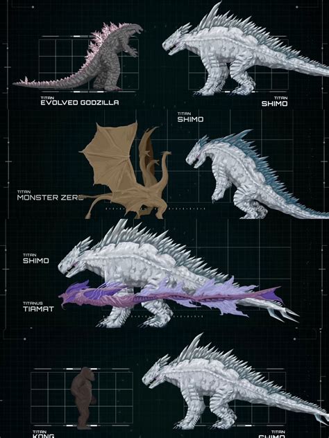 Godzilla Kong Ghidorah Tiamat Vs Shimo Titan Size Comparison Chart