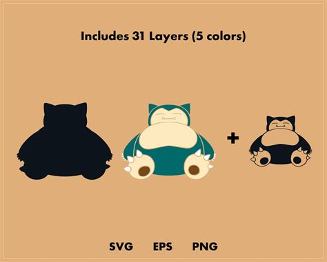 Snorlax Pokemon Svg Cut File Layered Digital Template Etsy