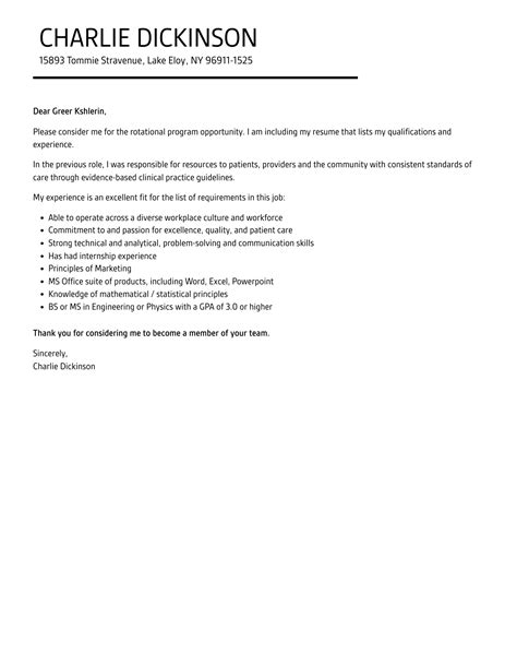 Rotational Program Cover Letter Velvet Jobs