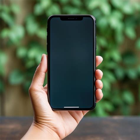 Premium Photo Woman Hand Holding The Black Smartphone With White Screen