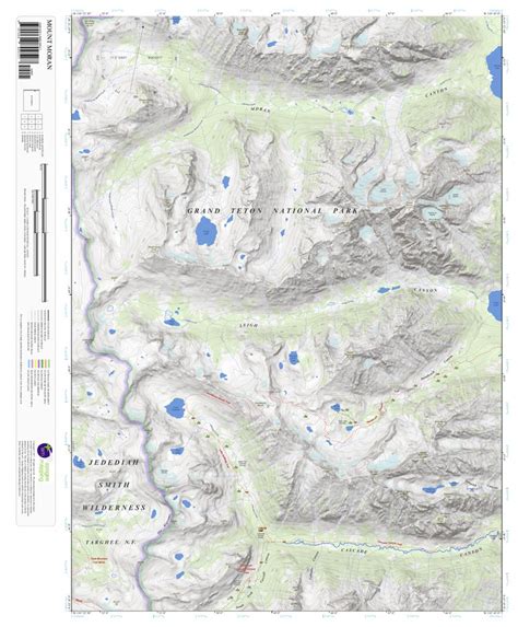 Mount Moran Wyoming 75 Minute Topographic Map By Apogee Mapping Inc