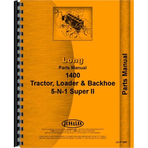 Long Tractor Loader Backhoe Parts Manual