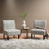 Noble House Kassi Gray Geometric Patterned Fabric Accent Chairs Set Of