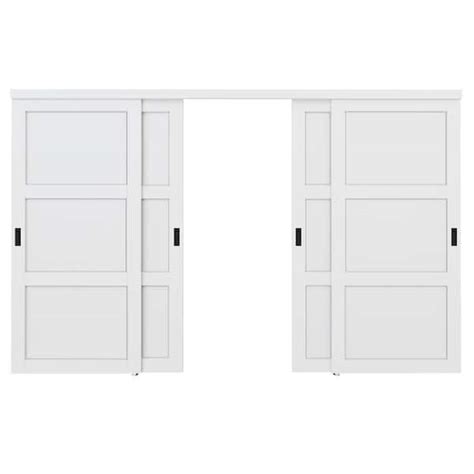 Ark Design 144 In X 80 In Paneled 3 Lite Blank Pattern White Primed Mdf Sliding Door With