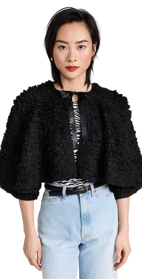 Alice Olivia Alice Olivia Loree Ruffle Tie Front Crop Jacket One