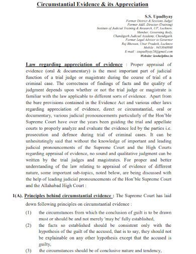 Circumstantial Evidence Examples To Download