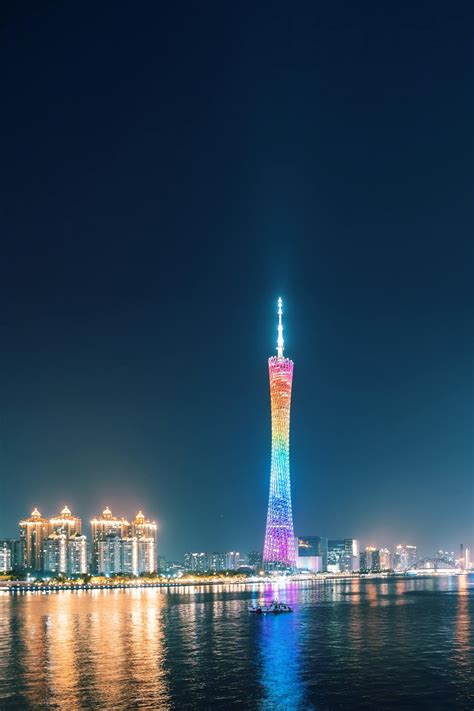 Canton Tower Illuminated in Rainbow Colors · Free Stock Photo