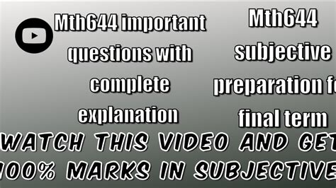 Mth Final Term Preparation Mth Final Term Subjective Preparation