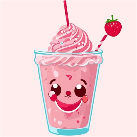 Premium Vector Vector Cute Milkshake With Cherry Cartoon