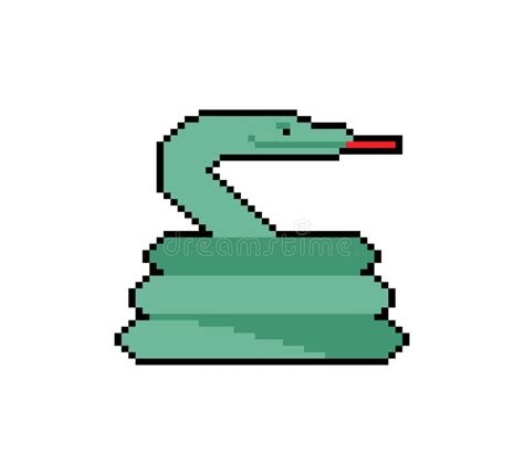Snake Coiled Pixel Art Serpent Icon Sign 8 Bit Stock Vector