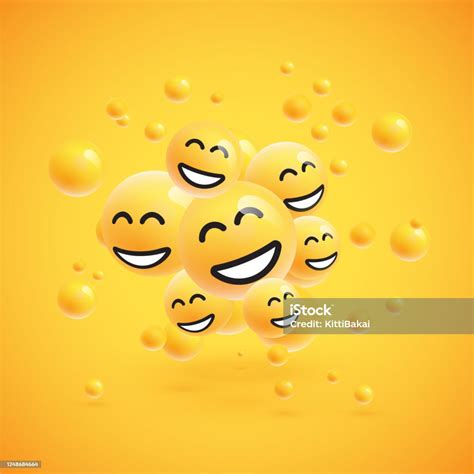 Group Of High Detailed Yellow Emoticons Vector Illustration Stock