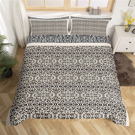 Yst Brown Leopard Bed Set Cheetah Print Duvet Cover Zebra Print