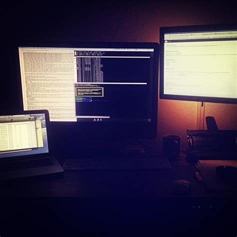 premium photo view  computer screens  workplace