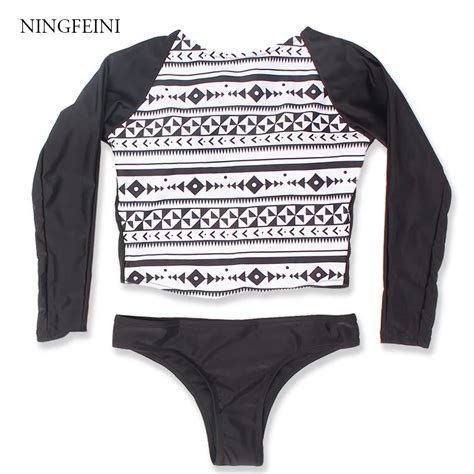 Ningfeini New Arrival High Waist Long Sleeve Bikini Set Hot Sale