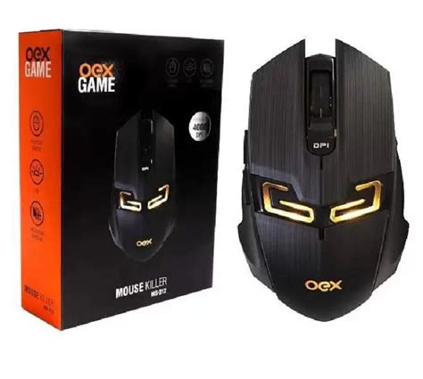 Mouse Oex Game Killer 4000dpi 6 Botões Usb Preto Ms312 Papelaria Criativa
