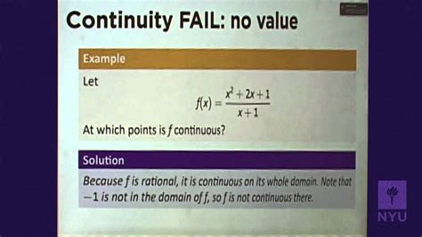 Calculus I Continuity Youtube