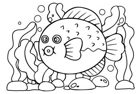 Coloring Puffer Pages Fish Pufferfish Drawing Spotted Printable Crafts