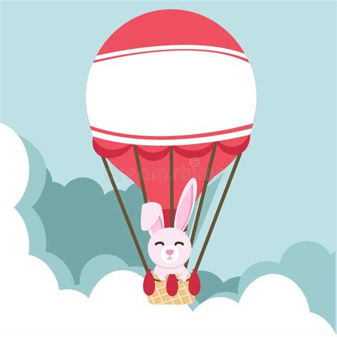 Hot Air Balloon With White Bunny Stock Vector Illustration Of Tender Farm