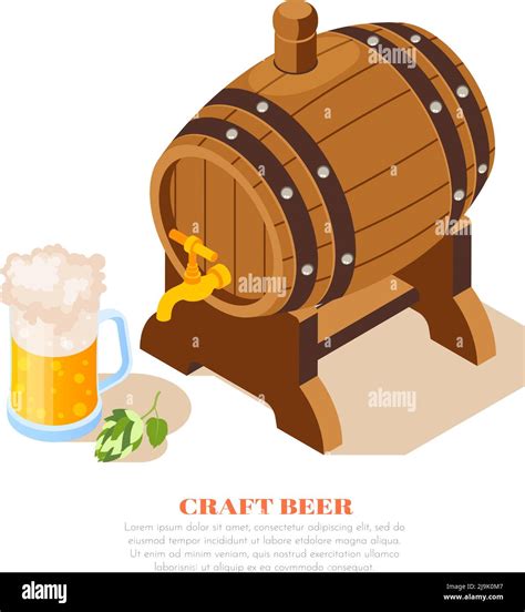 Local Brewery Craft Beer Pub Advertisement Isometric Composition With