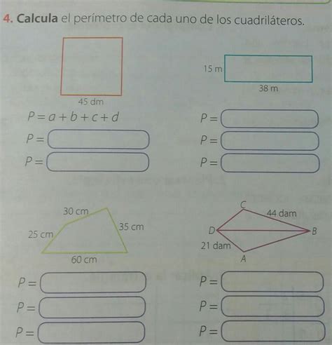 Calcula El Per Metro De Cada Uno De Los Cuadril Teros M M Dmp