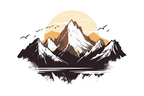 Mountain Sunset Clipart Graphic by Illustrately · Creative Fabrica