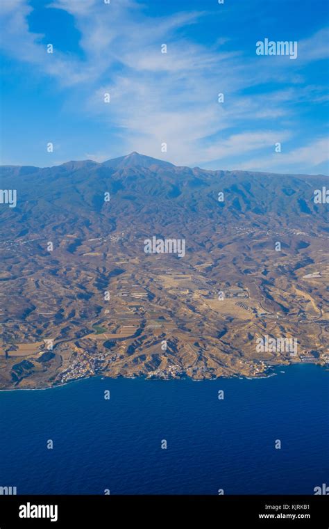 Landscape Aerial Ocean Coast And Mountain Tenerife Canary Islands