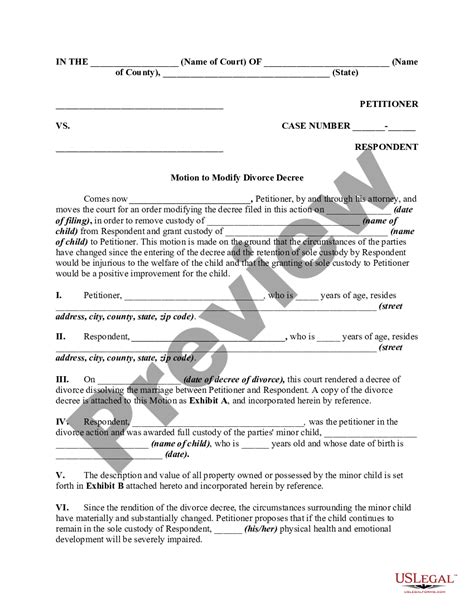 Sample Motion To Modify Custody