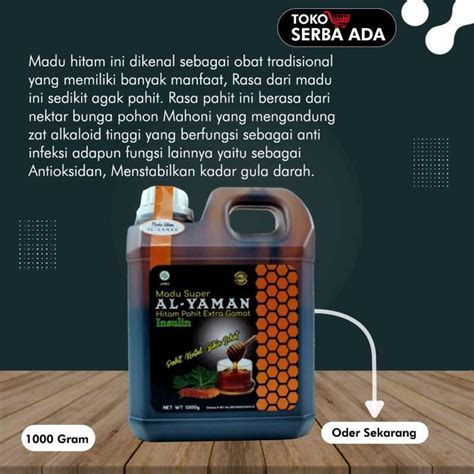 Promo Madu Hitam Pahit Al Yaman Insulin Extra Gamat 1kg Obat Diabetes