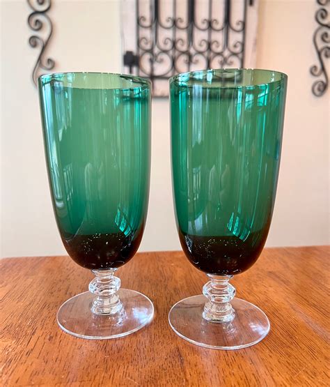 Vintage Tiffin Killarney Green Iced Tea Glass 17394 6 38 Mcm Set Of 2